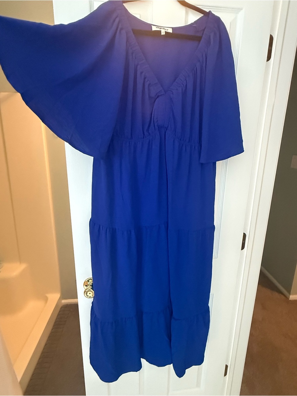Flowy V-Neck Maxi Dress in Royal Blue